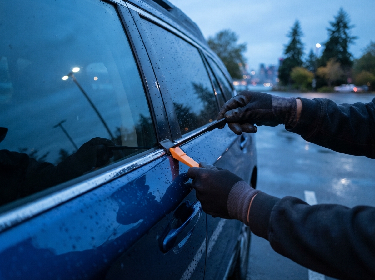 Technician performing damage-free car door unlock